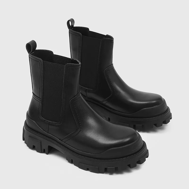 Little Red Man Short Chelsea Boots Men's Black-3