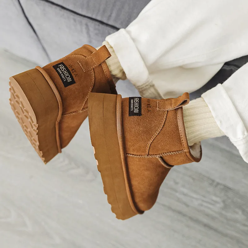 Little Red Man Warm Wear Resistant Slip Resistant Short Snow Boots Unisex Chestnut-2
