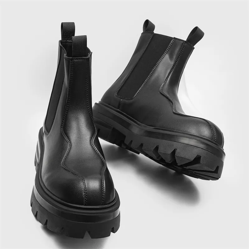 Little Red Man Crew Chelsea Boots Men's Black-4