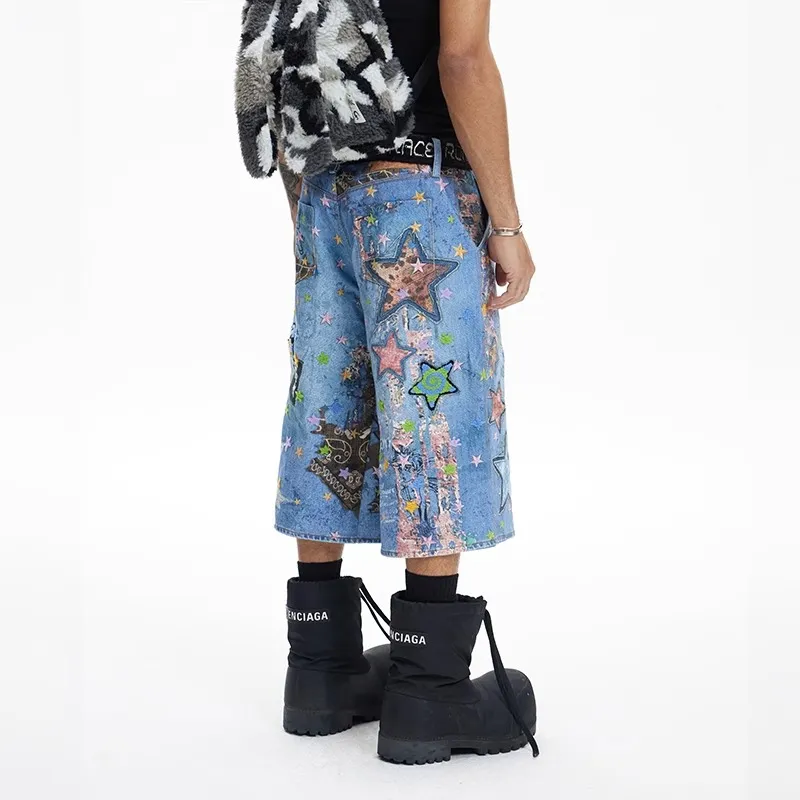 DND4DES Denim Shorts Unisex Washed Blue-3