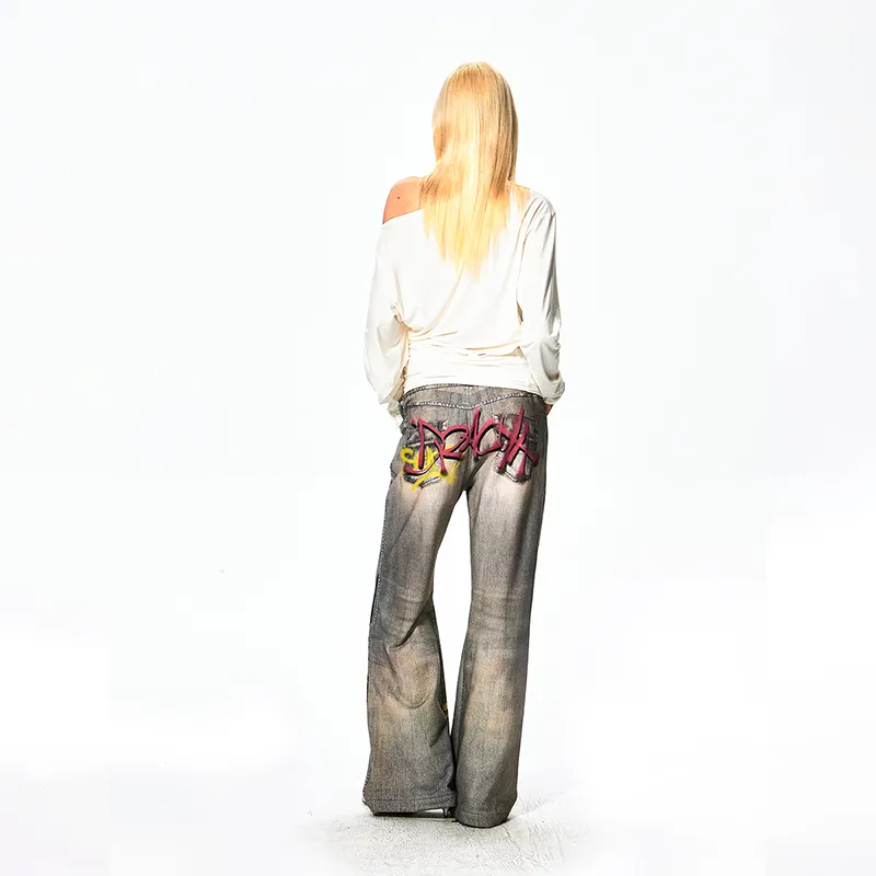 DND4DES Casual Pants Unisex Washed Blue-5