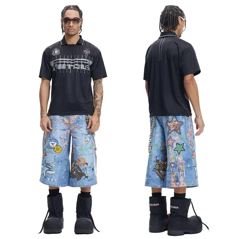 DND4DES Denim Shorts Unisex Washed Blue-6