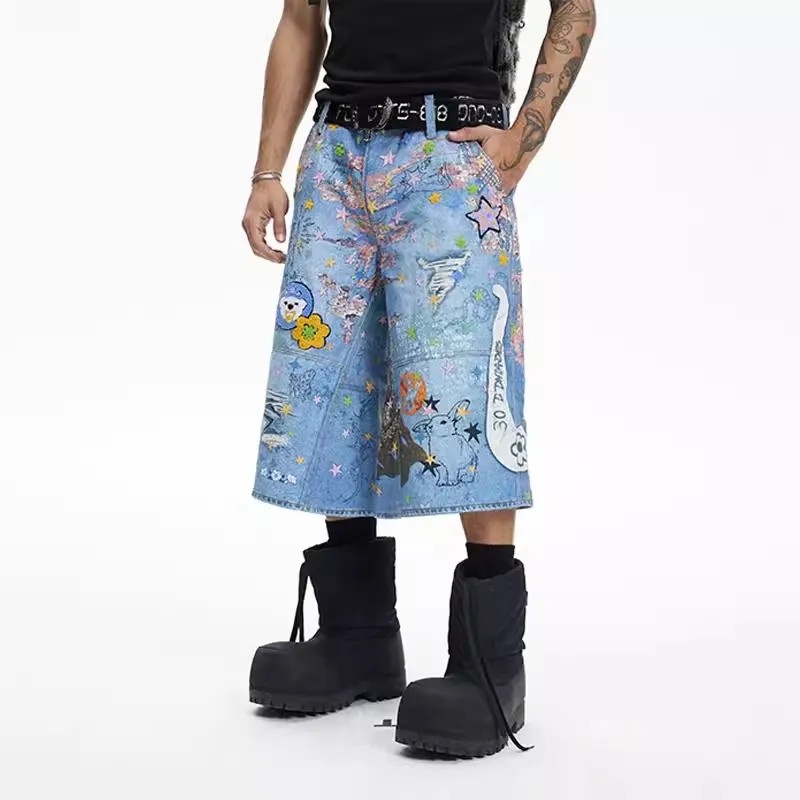 DND4DES Denim Shorts Unisex Washed Blue-2