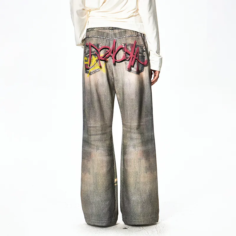 DND4DES Casual Pants Unisex Washed Blue-3