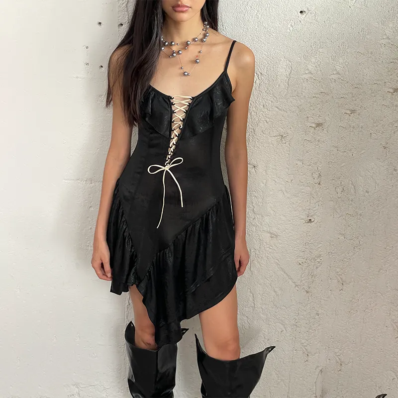 DND4DES Slip Dresses Women's Black-2