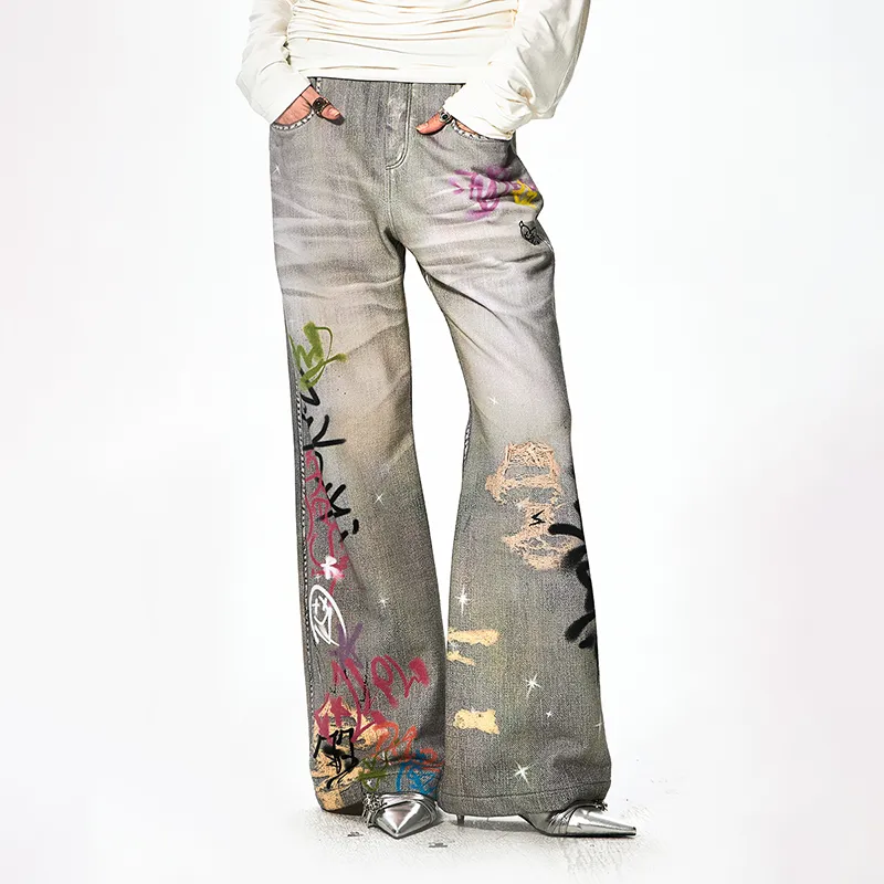 DND4DES Casual Pants Unisex Washed Blue-4