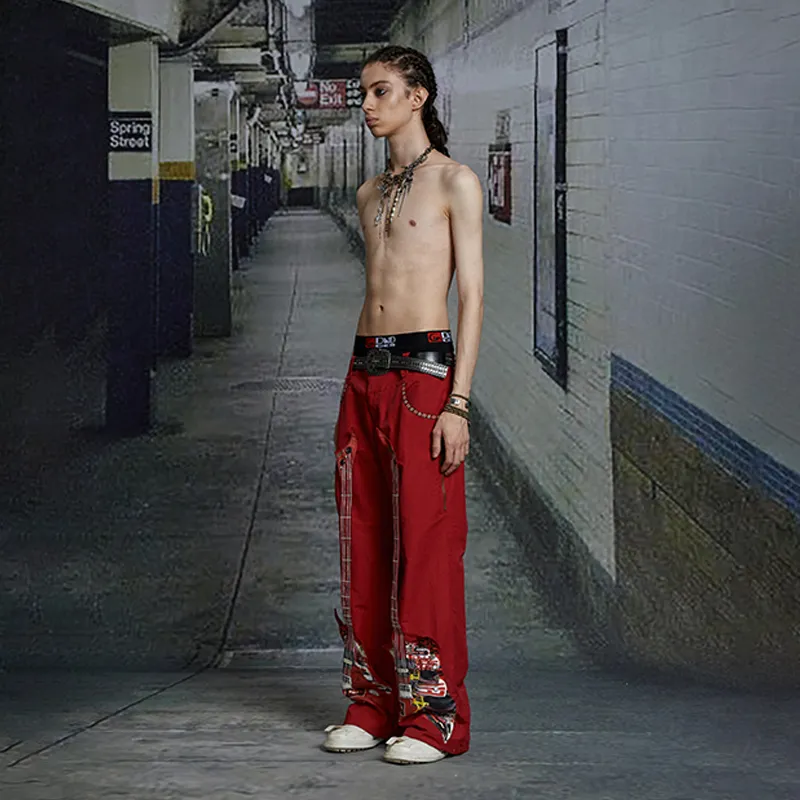 DND4DES Casual Pants Unisex Red-2