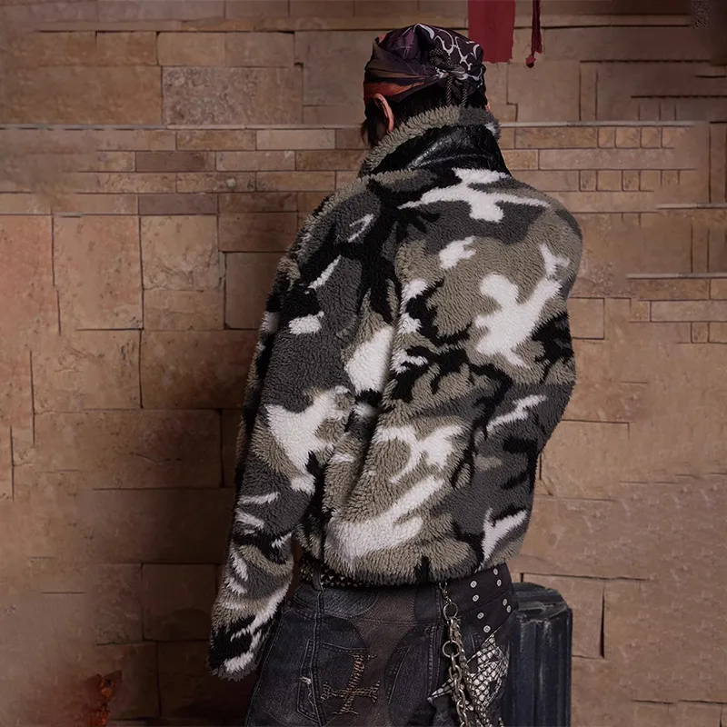 DND4DES AW24 Velvet feel Coat Unisex Camouflage-2