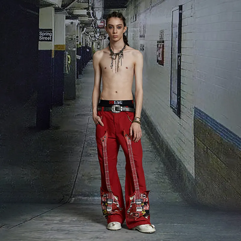 DND4DES Casual Pants Unisex Red-4
