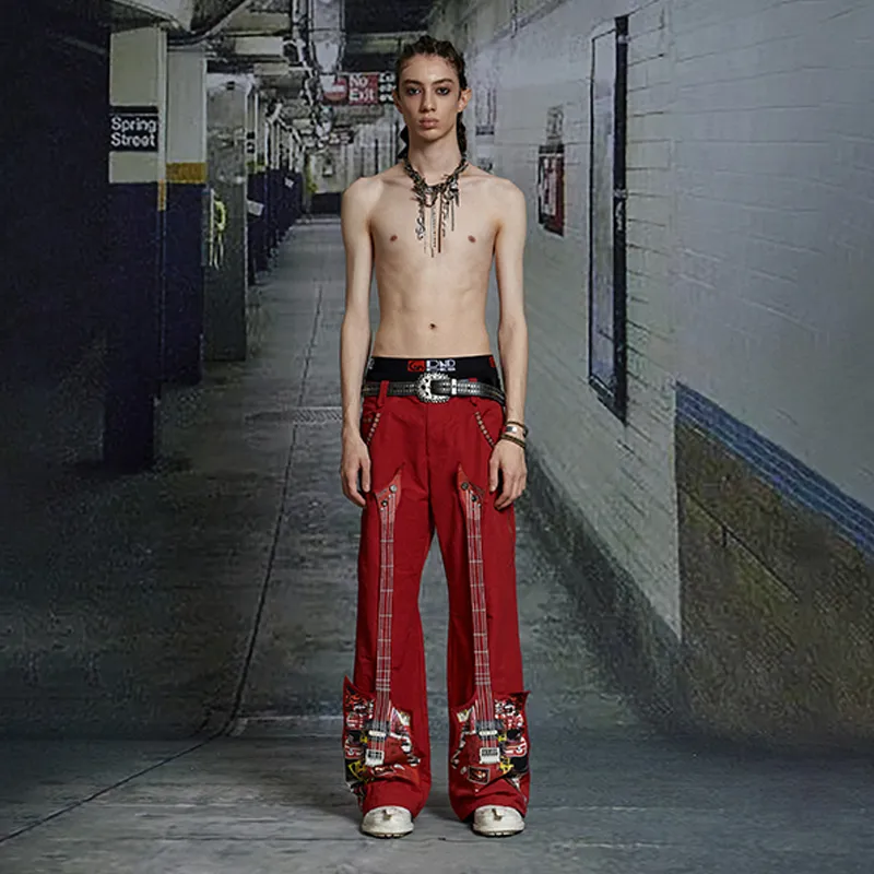 DND4DES Casual Pants Unisex Red-5