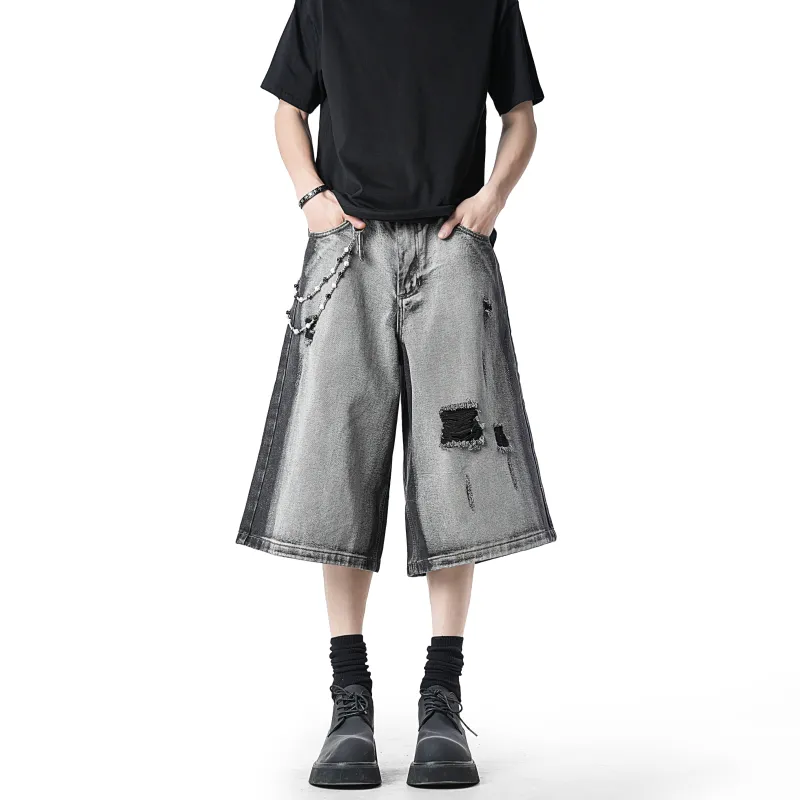 Lee Cooper Denim Shorts Unisex Black Gray Color-2