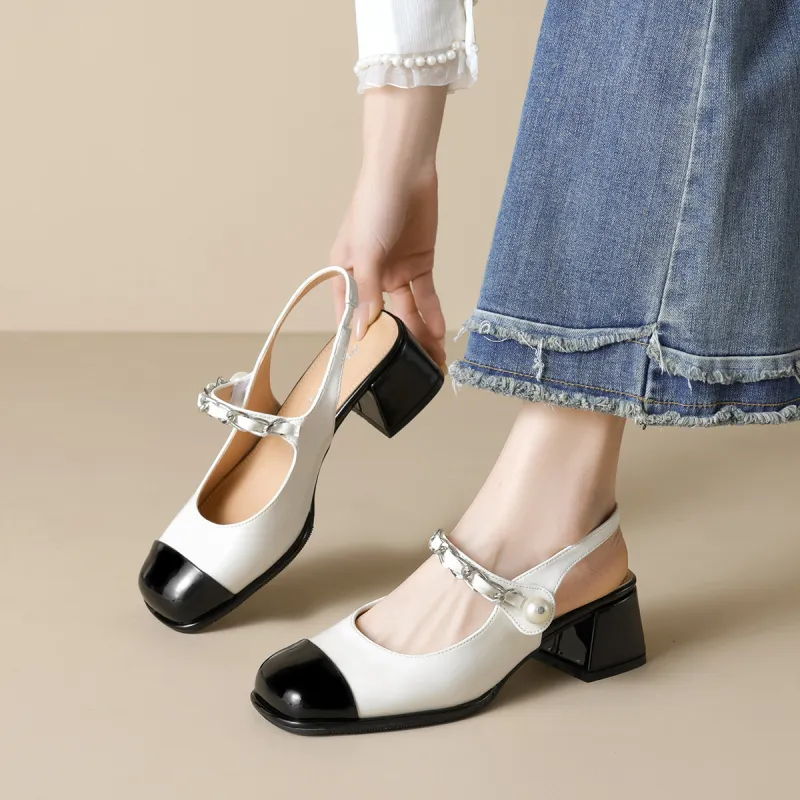QITUMAUL Chunky Heel High Heels 4.5CM Women's-1