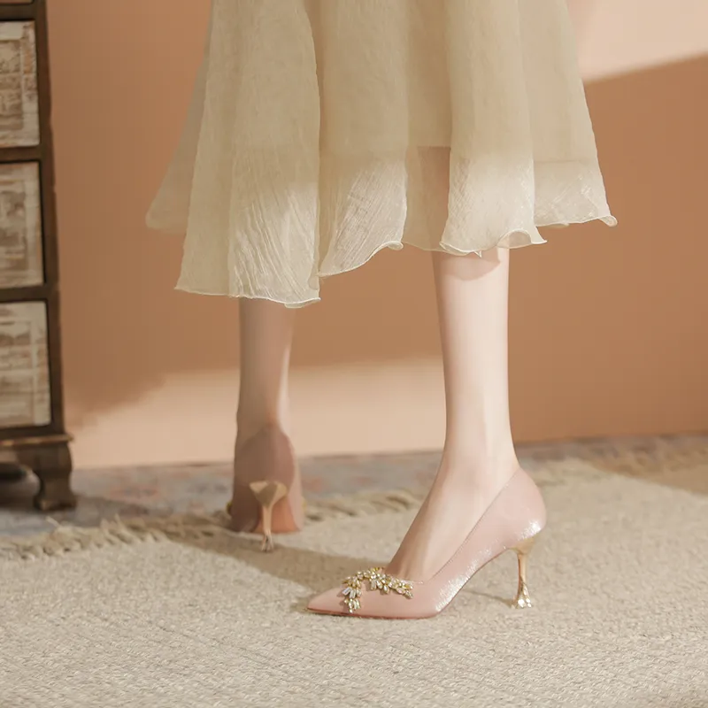 QITUMAUL High Heels Women's Champagne-22