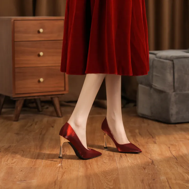 QITUMAUL Slim Heel High Heels Women's-18