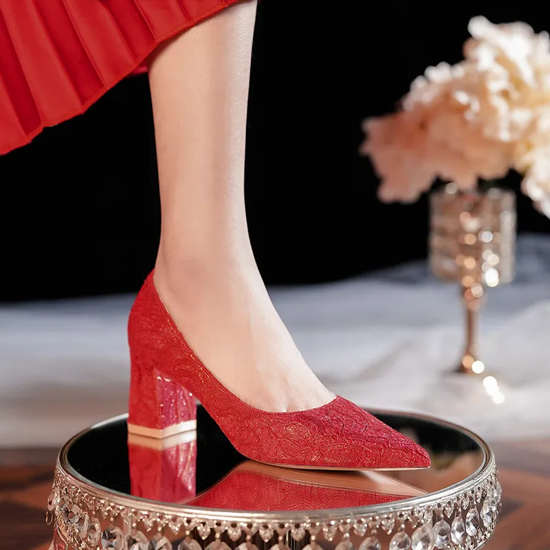 QITUMAUL Chunky Heel High Heels Women's-11