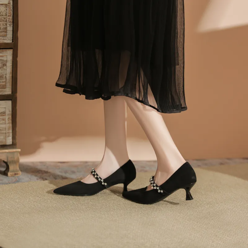 QITUMAUL Slim Heel High Heels Women's-4