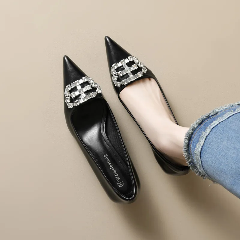 QITUMAUL Slim Heel High Heels Women's Black-2
