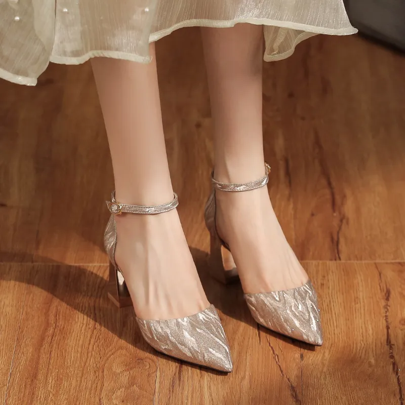 QITUMAUL High Heels Women's Champagne-6