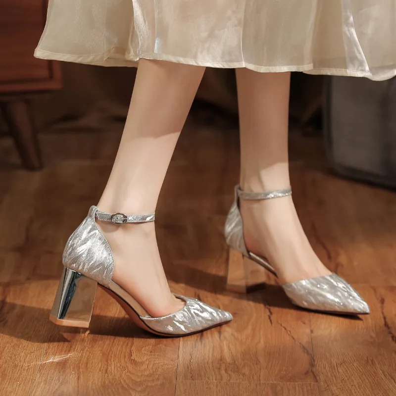 QITUMAUL High Heels Women's Champagne-10