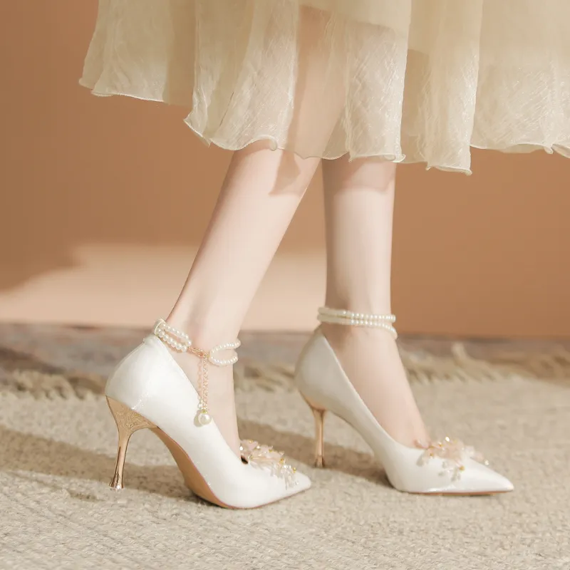 QITUMAUL Slim Heel High Heels Women's-8