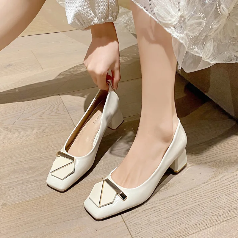 QITUMAUL Block Heel High Heels Women's-5