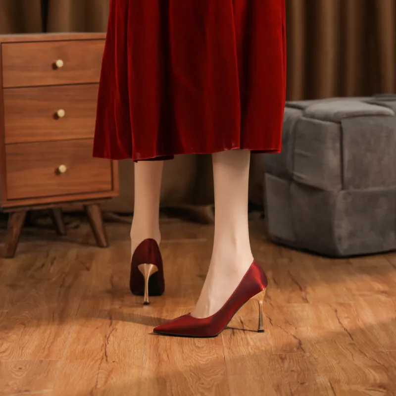 QITUMAUL Slim Heel High Heels Women's-14