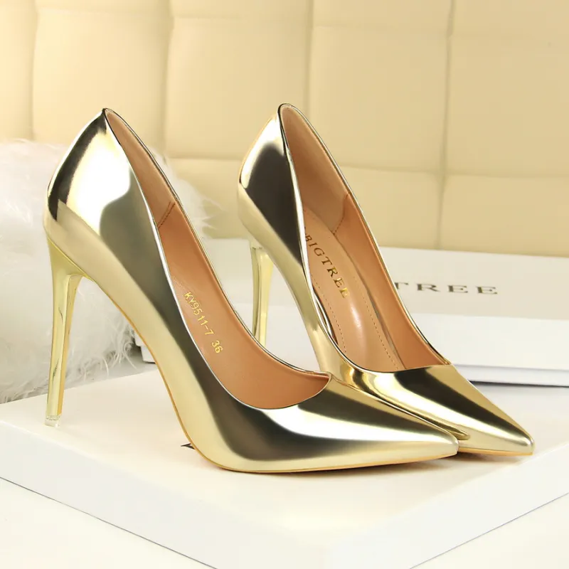 QITUMAUL High Heels Women's Copper, Gold-18