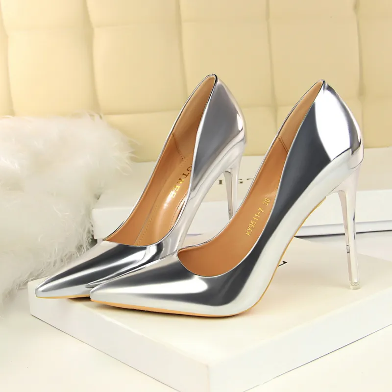 QITUMAUL High Heels Women's Copper, Gold-2
