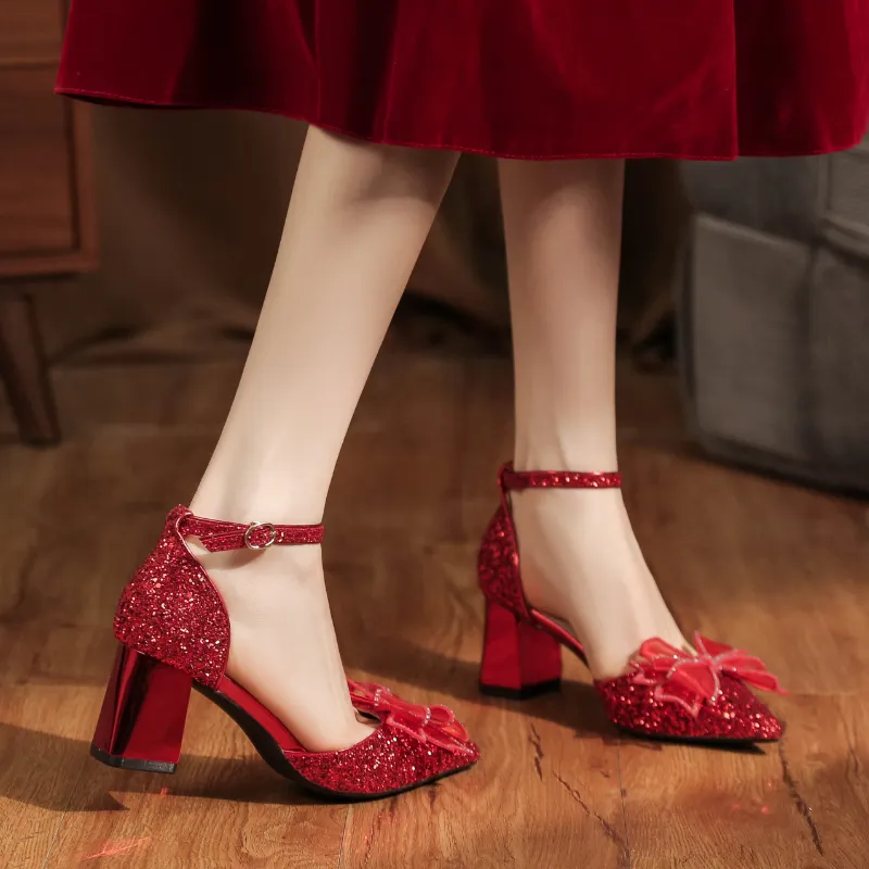 QITUMAUL Chunky Heel High Heels Women's-9