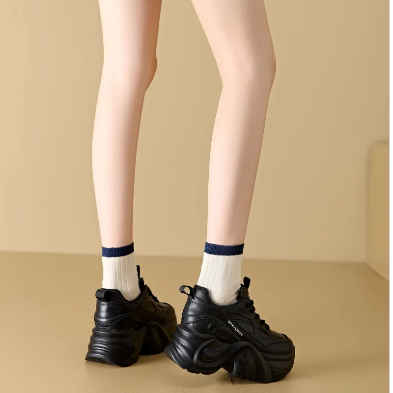 QITUMAUL Anti Slip Wear Resistant Mid Top Chunky Sneakers Women's-6