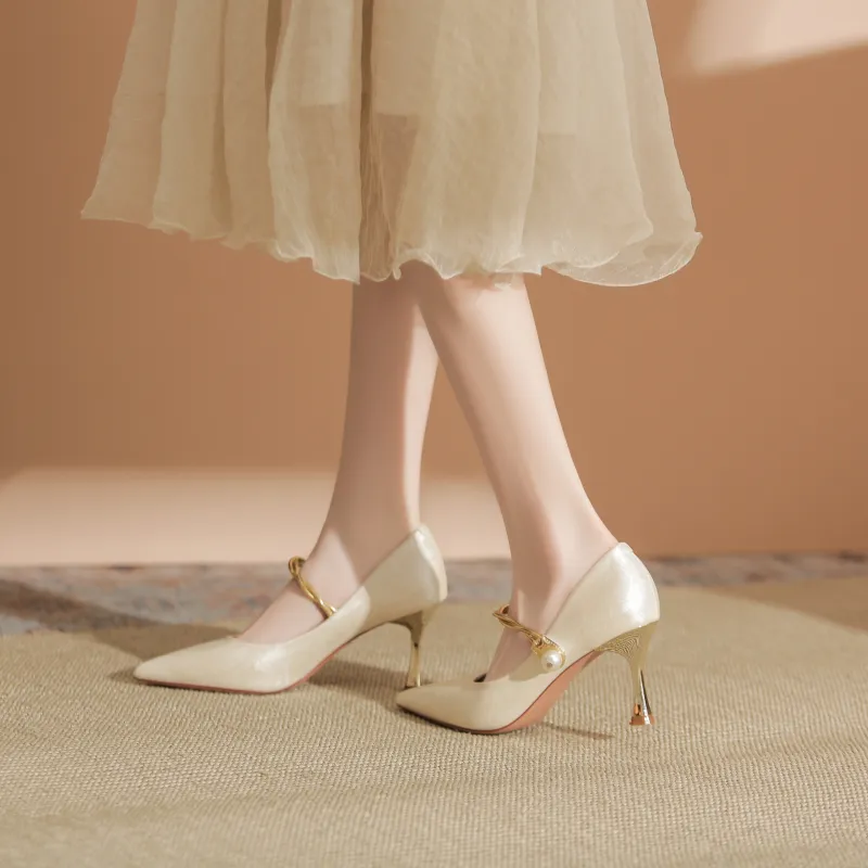 QITUMAUL Slim Heel High Heels Women's-8