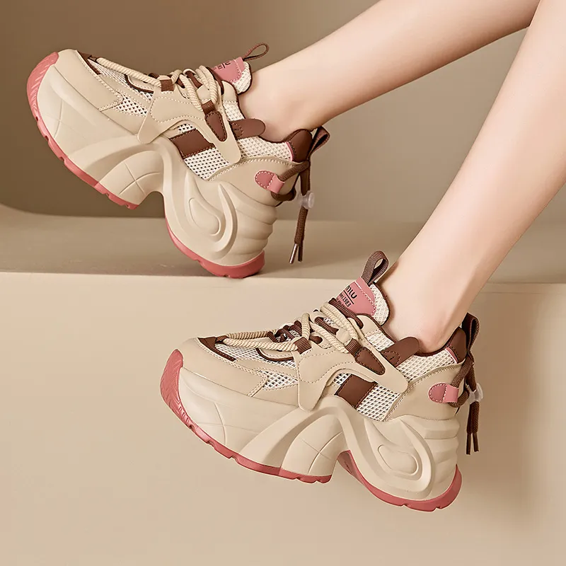 QITUMAUL Anti Slip Wear Resistant Low Top Chunky Sneakers Women's-9