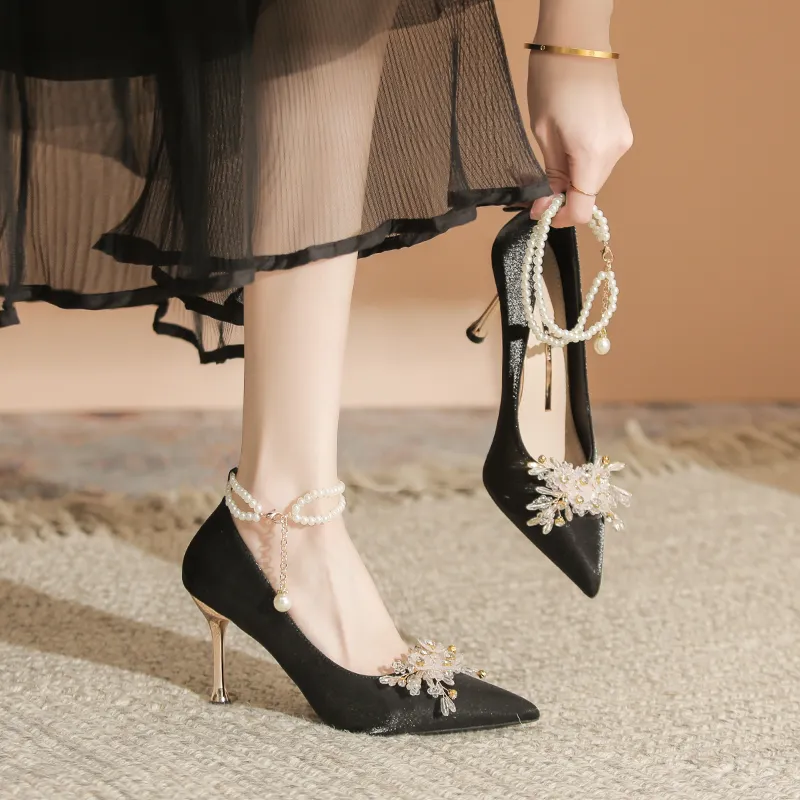 QITUMAUL Slim Heel High Heels Women's-1