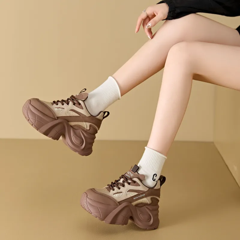 QITUMAUL Anti Slip Wear Resistant Mid Top Chunky Sneakers Women's-13