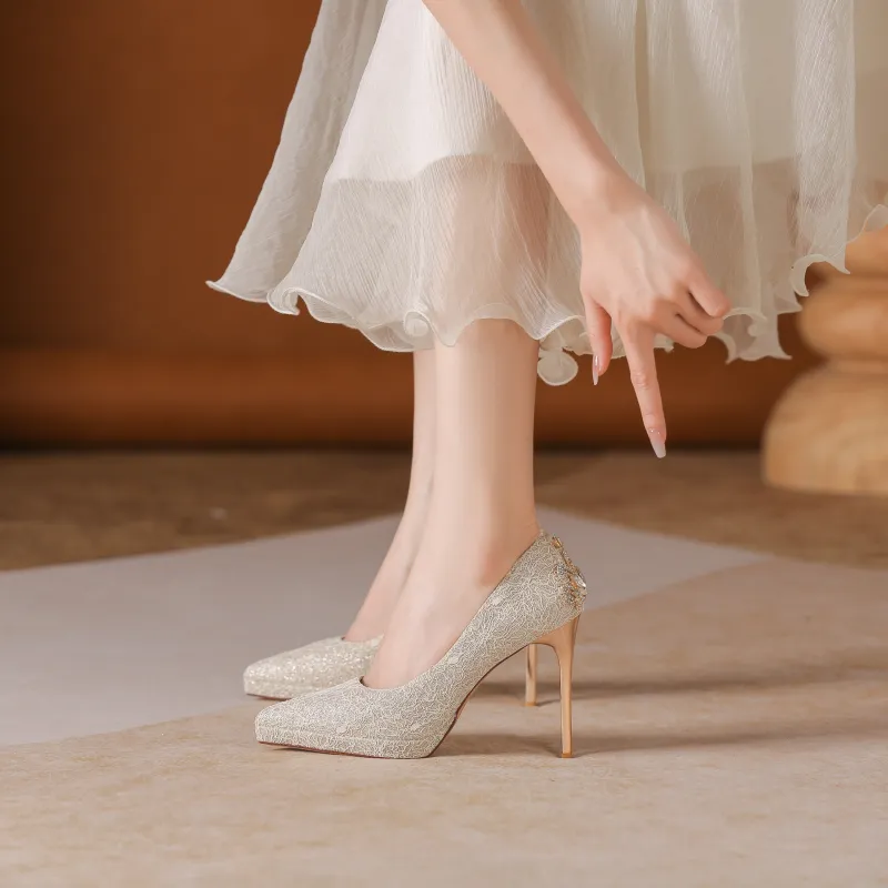 QITUMAUL Slim Heel High Heels 10.5cm Women's-11