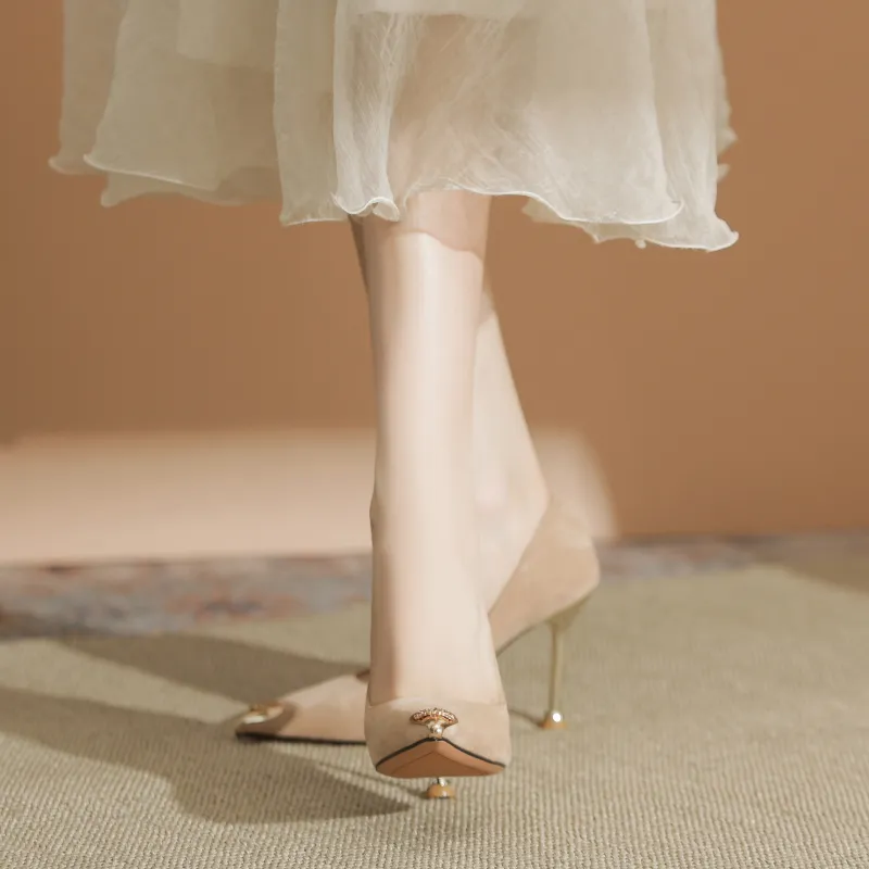 QITUMAUL High Heels Women's Gold-11