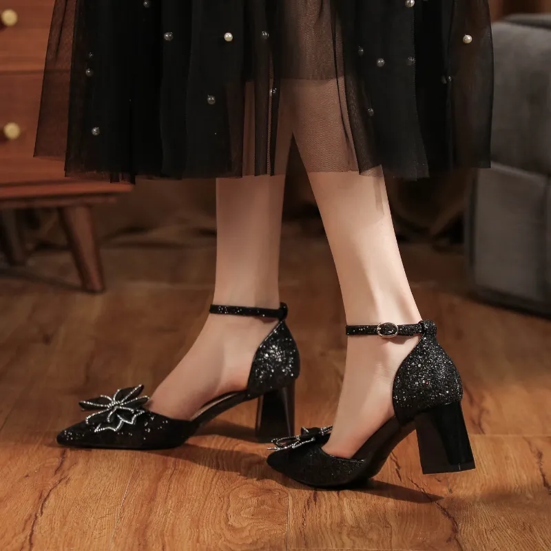 QITUMAUL Chunky Heel High Heels Women's-5