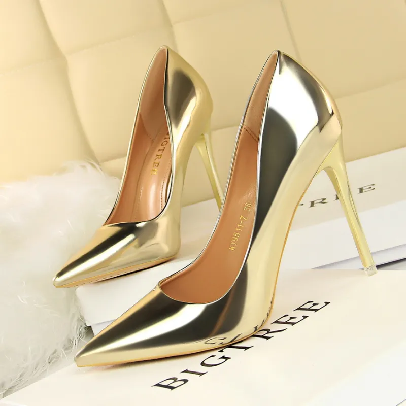 QITUMAUL High Heels Women's Copper, Gold-17