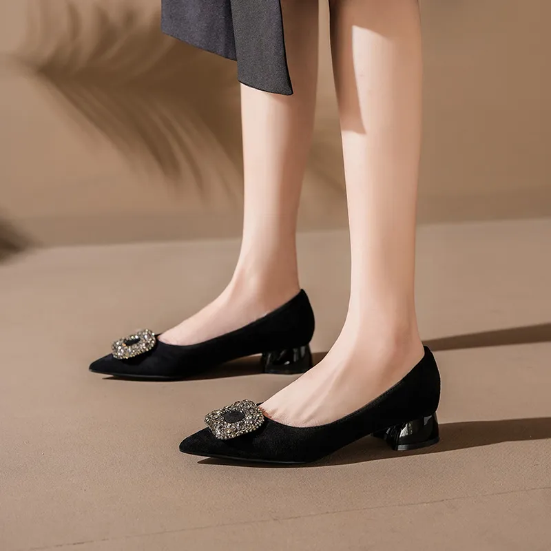 QITUMAUL Chunky Heel High Heels 3cm Women's-3