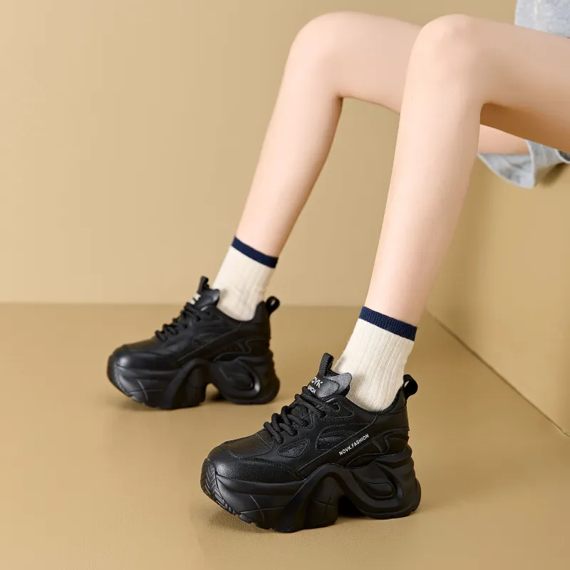 QITUMAUL Anti Slip Wear Resistant Mid Top Chunky Sneakers Women's-8