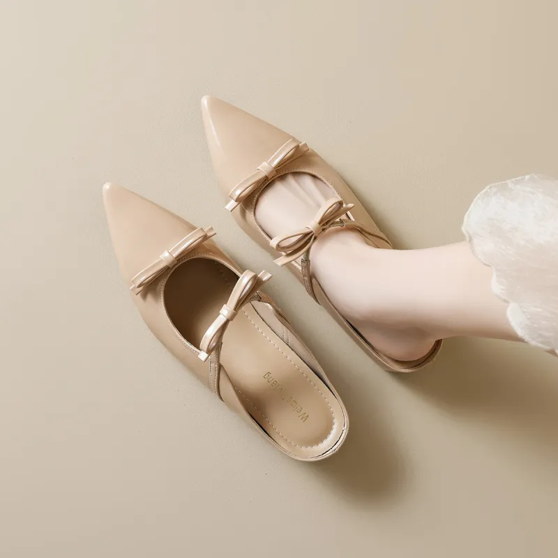 QITUMAUL Rubber Sole Abrasion Resistant Slip Resistant Closed Toe Slippers Women's Nude-1