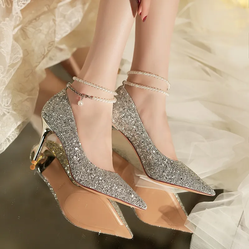 QITUMAUL Slim Heel High Heels Women's-8