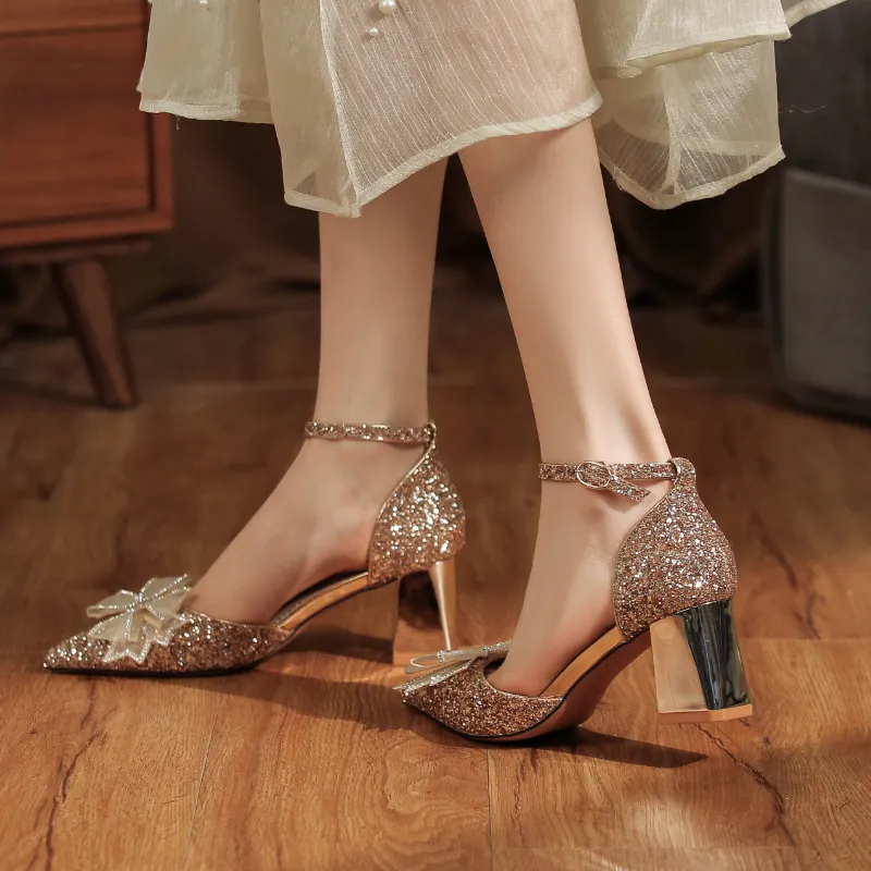 QITUMAUL Chunky Heel High Heels Women's-23