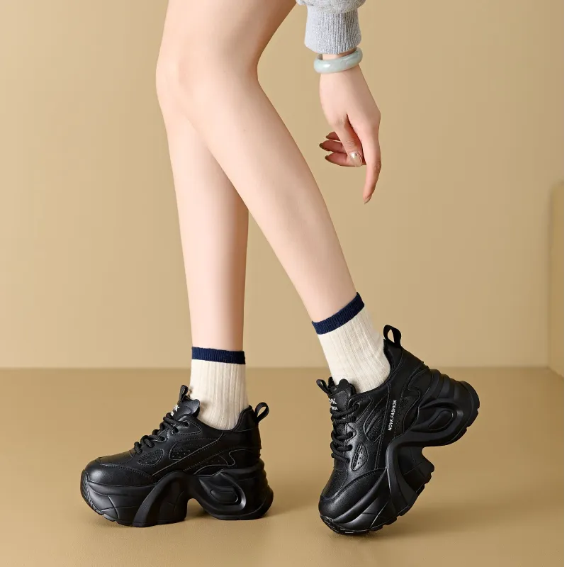 QITUMAUL Anti Slip Wear Resistant Mid Top Chunky Sneakers Women's-7