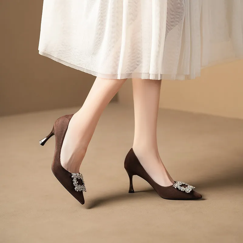 QITUMAUL Slim Heel High Heels Women's-13
