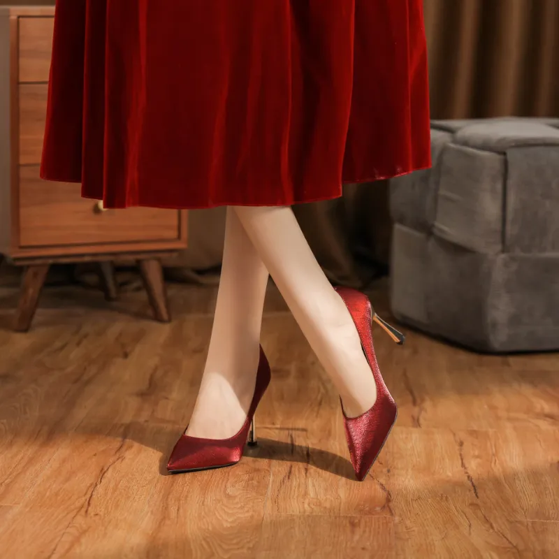 QITUMAUL Slim Heel High Heels Women's-12