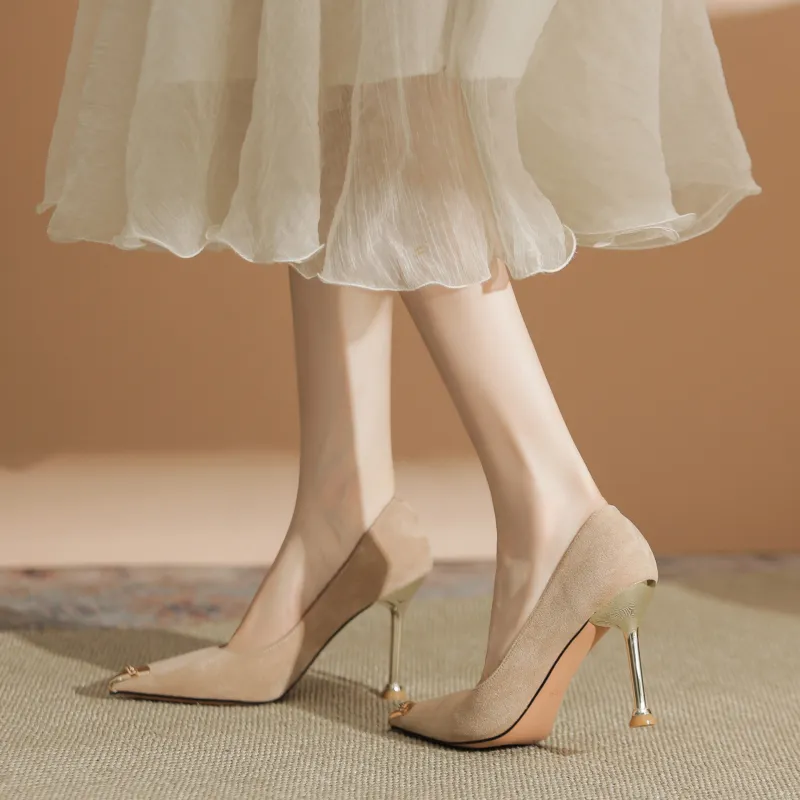 QITUMAUL High Heels Women's Gold-16