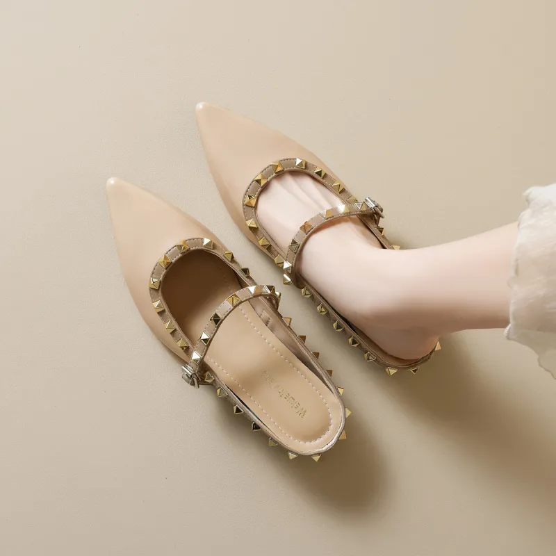 QITUMAUL Rubber Sole Abrasion Resistant Slip Resistant Closed Toe Slippers Women's Nude-1