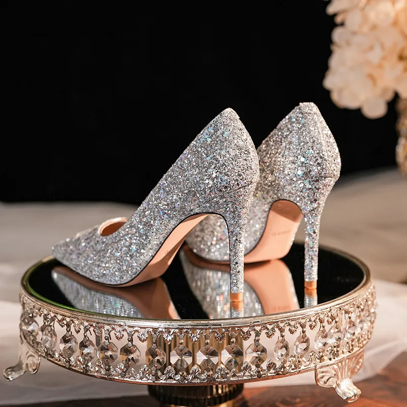 QITUMAUL Slim Heel High Heels Women's-8