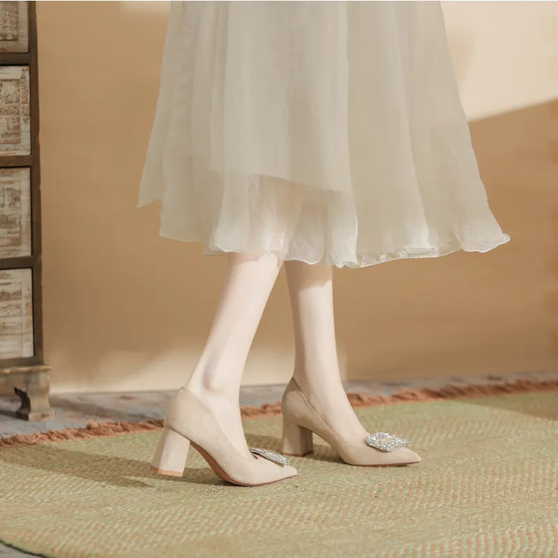 QITUMAUL High Heels Women's Nude-12